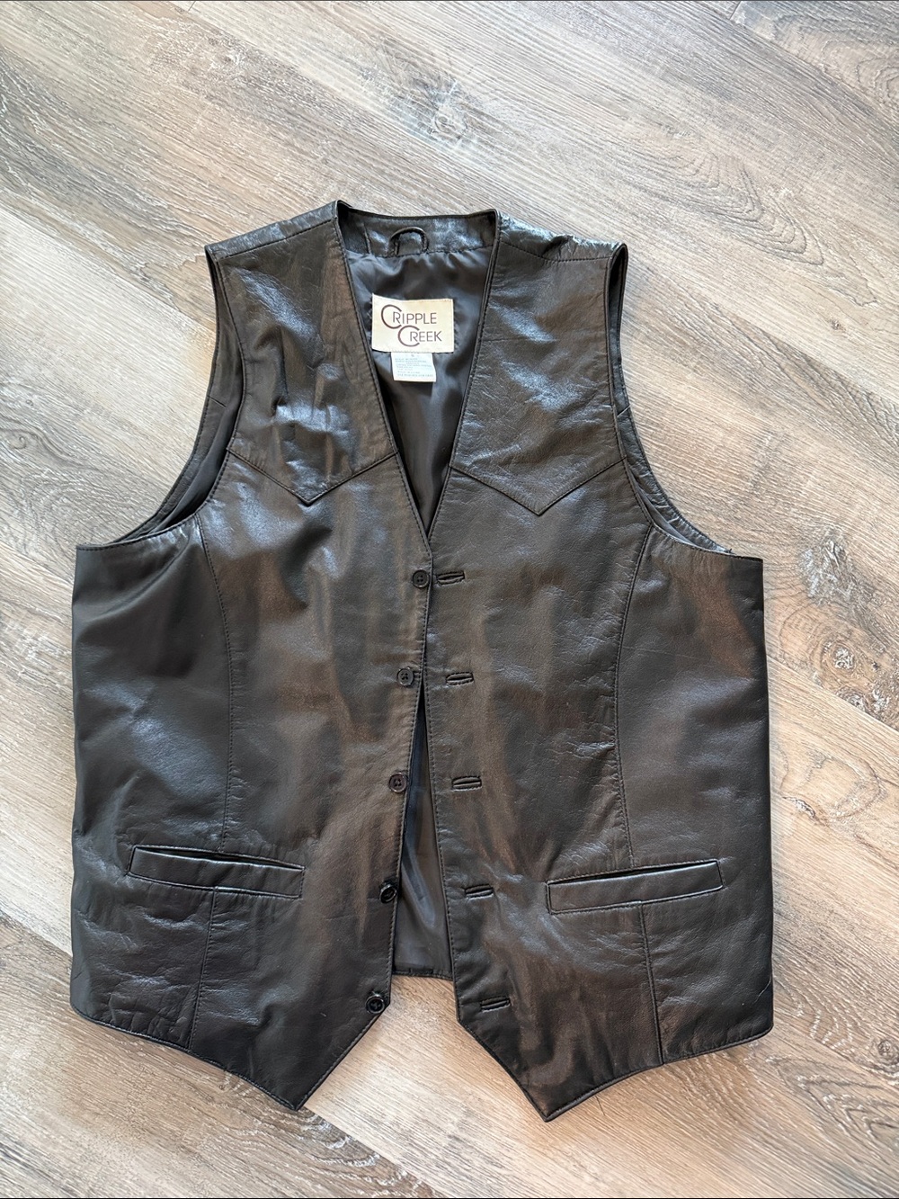 Cripple Creek Men's Black Leather Vest sz s